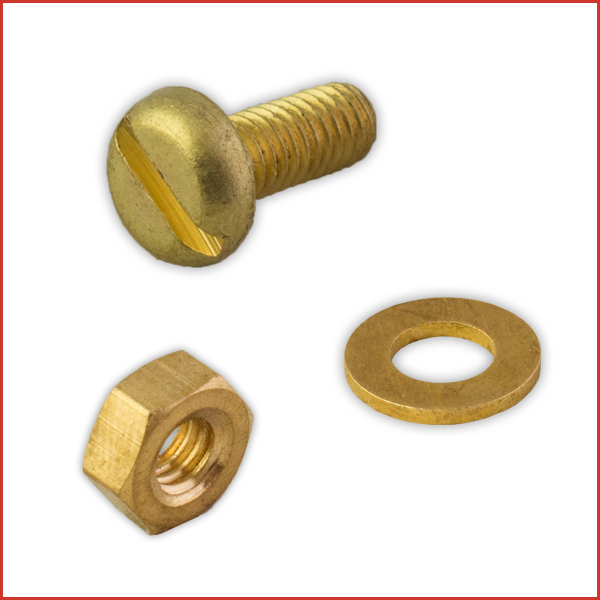 M4 Brass Slotted Panhead, Nuts, Washers